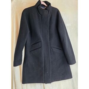 J Crew Italian Stadium‎ Cloth Black Stand Collar Zip Front Coat Womens Size 8